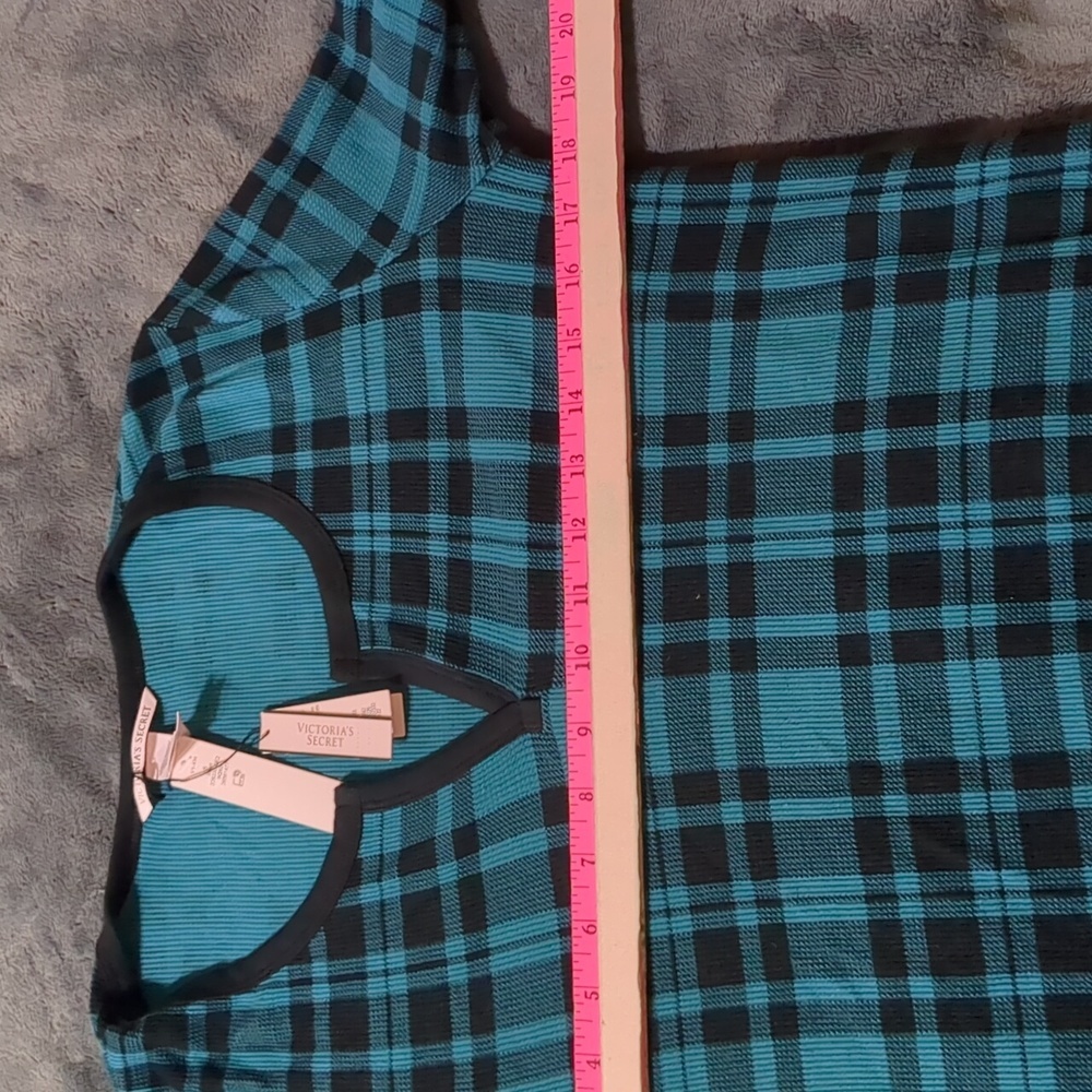VICTORIA'S SECRET Thermal Long Pajama Set Green Buffalo Check NWT Sz Small - Picture 8 of 12